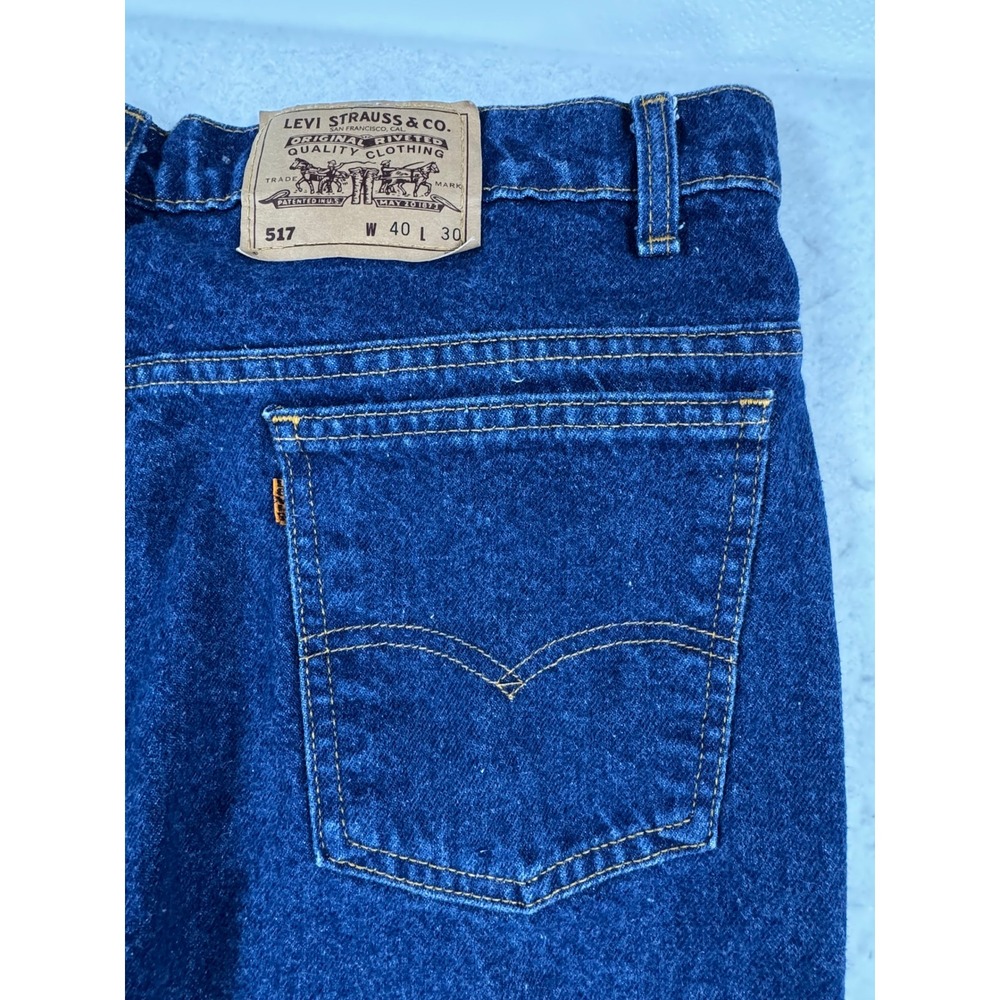 Vintage Levis 517 Orange Tab Mens 40x30 Bootcut Jeans USA Made Dark Wash Denim - Picture 13 of 15